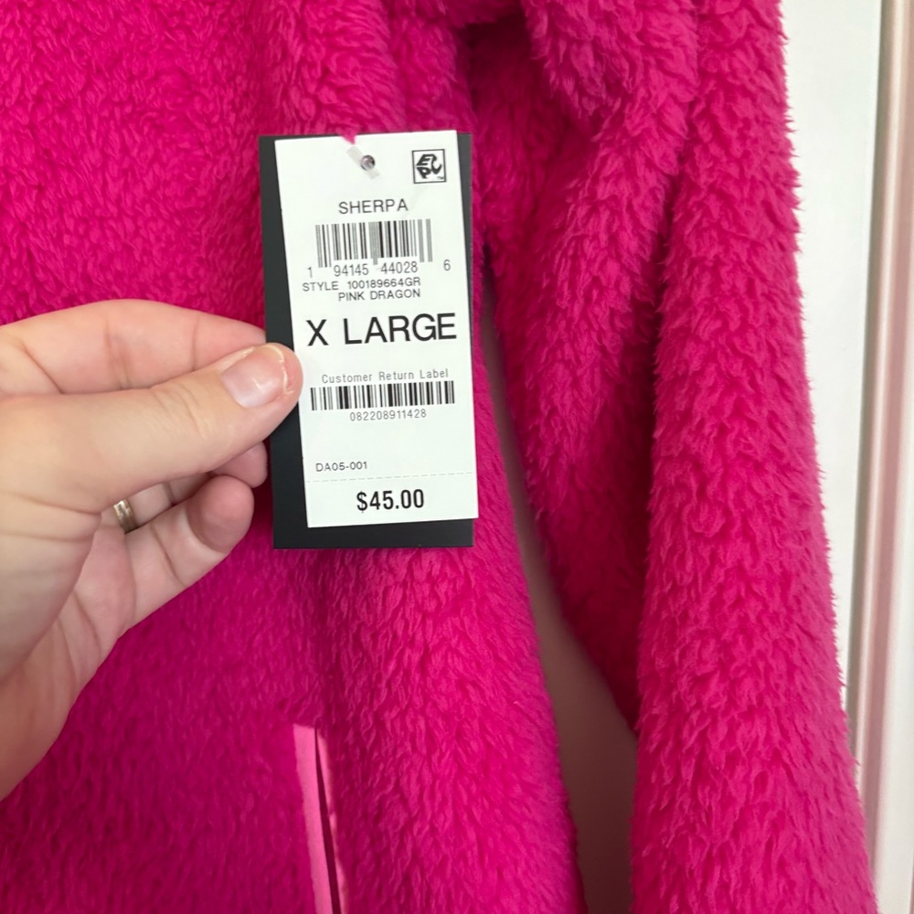 Ideology Girls Hot Pink Sherpa Zip Up Jacket NWT - Size XL - Picture 3 of 8